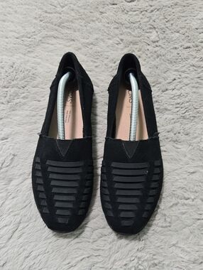 TOMS Alpargata black Leather Wrap Huarache style size 7